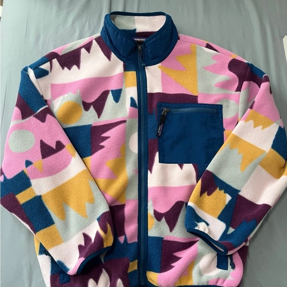 Patagonia Synchilla Full Zip Fleece Jacket Women medium Frontera Marble Pink NWT - Picture 1 of 3
